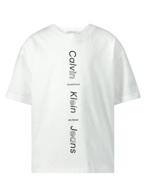 CALVIN KLEIN JEANS T-shirt bianco con logo taglio relaxed