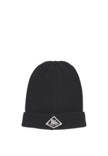 Carica l'immagine nel visualizzatore di Gallery, Roy Roger's Cappello Nero in Maglia a Coste con Logo in Denim