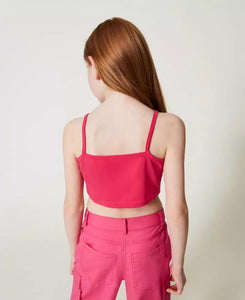 TWINSET top fucsia con volant in popeline