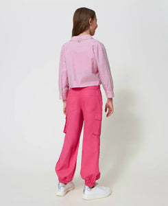 TWINSET Pantalone fucsia cargo in popeline