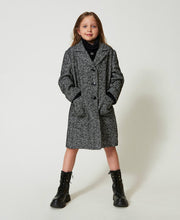 Carica l'immagine nel visualizzatore di Gallery, TWINSET Cappotto in panno chevron grigio taglia 16 Anni Sconto 50%