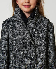 Carica l'immagine nel visualizzatore di Gallery, TWINSET Cappotto in panno chevron grigio taglia 16 Anni Sconto 50%