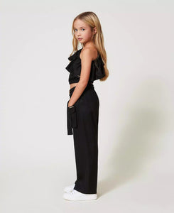 Twinset Pantaloni Neri con Tasche Utility e Cintura