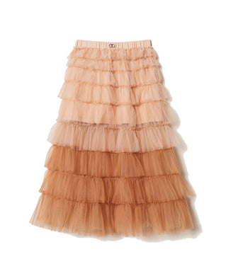 Twinset Gonna Lunga in Tulle a Balze Beige