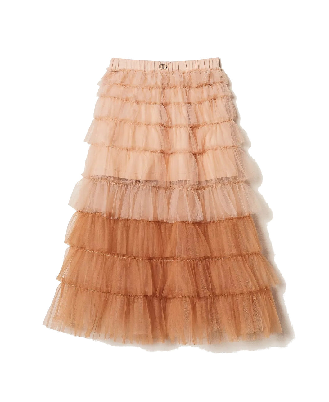 Twinset Gonna Lunga in Tulle a Balze Beige