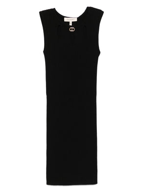 Twinset Abito Tubino in Maglia Nera con Dettaglio Cut out