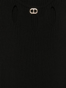 Twinset Abito Tubino in Maglia Nera con Dettaglio Cut out