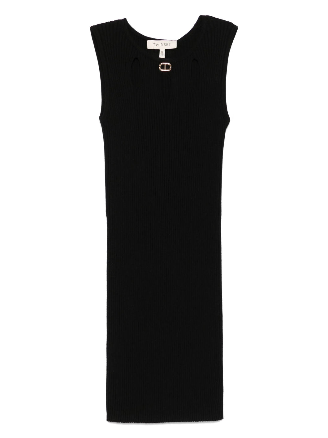 Twinset Abito Tubino in Maglia Nera con Dettaglio Cut out