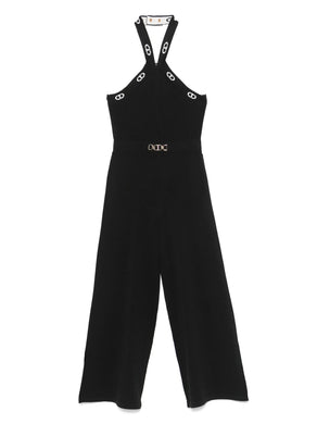 Twinset Tuta in Maglia Nera con Oval T Jaquard