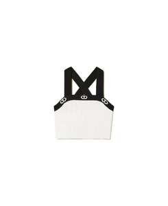 Twinset Top Corto in Maglia a Coste Bianco e Nero