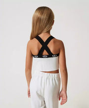 Carica l&#39;immagine nel visualizzatore di Gallery, Twinset Top Corto in Maglia a Coste Bianco e Nero