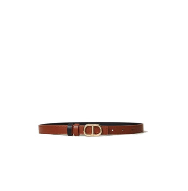 Twinset Cintura Reversibile Marrone e Nera con Oval T
