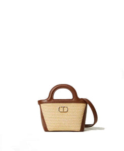 Twinset Borsaa tracolla Effetto Paglia con Oval T Dimensioni: 15 x 12 x 10 cm
