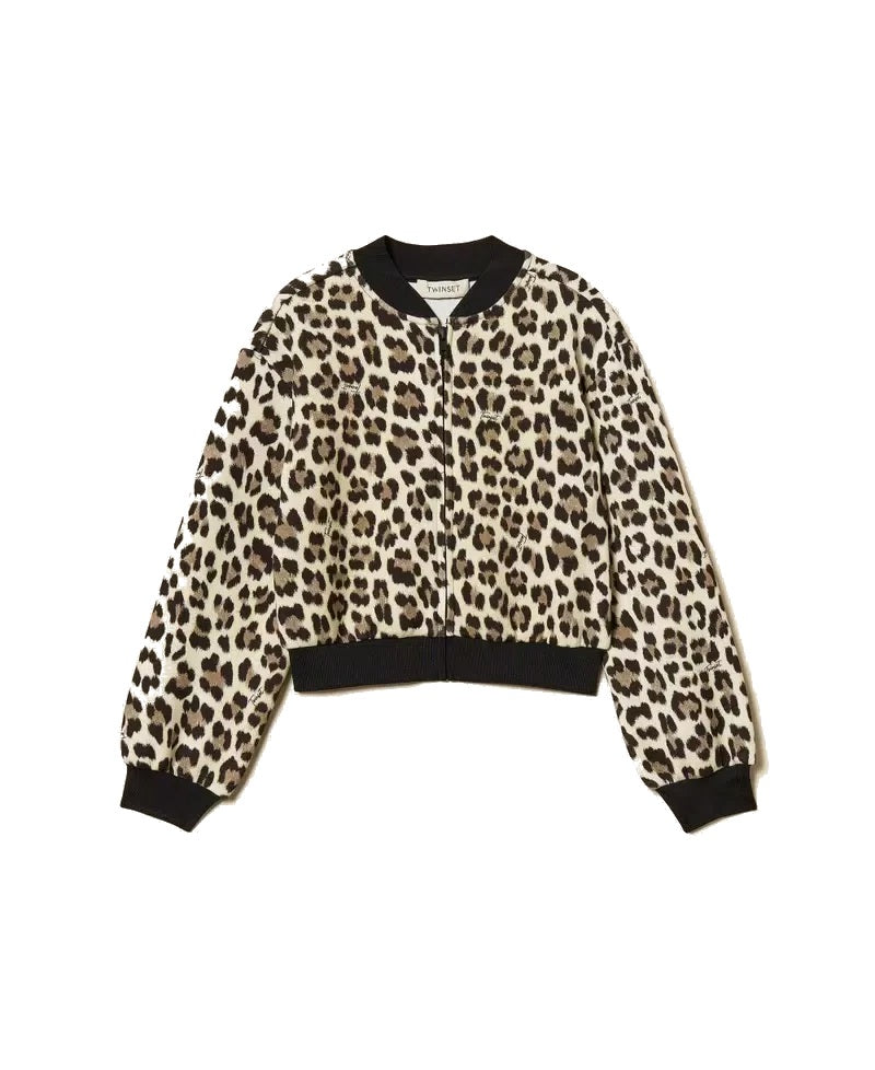 TWINSET Bomber in tessuto scuba animalier