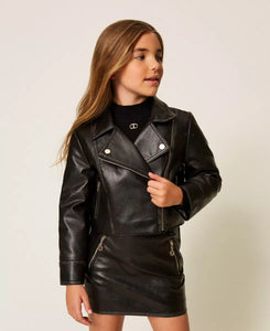 TWINSET Giacca chiodo effetto pelle