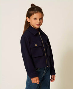 TWINSET Caban in panno con zip