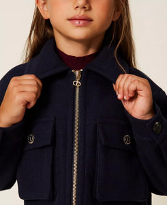 TWINSET Caban in panno con zip