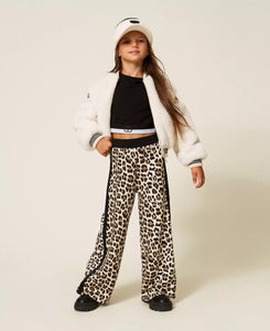TWINSET Bomber in faux fur con costine rigate