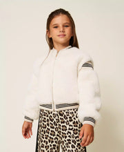 Carica l&#39;immagine nel visualizzatore di Gallery, TWINSET Bomber in faux fur con costine rigate