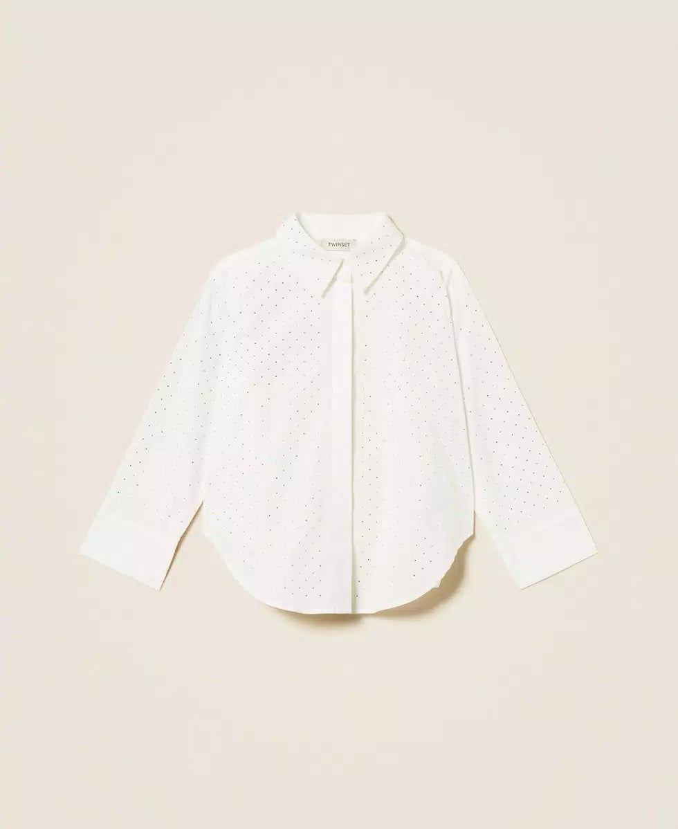 TWINSET Camicia over in popeline con strass