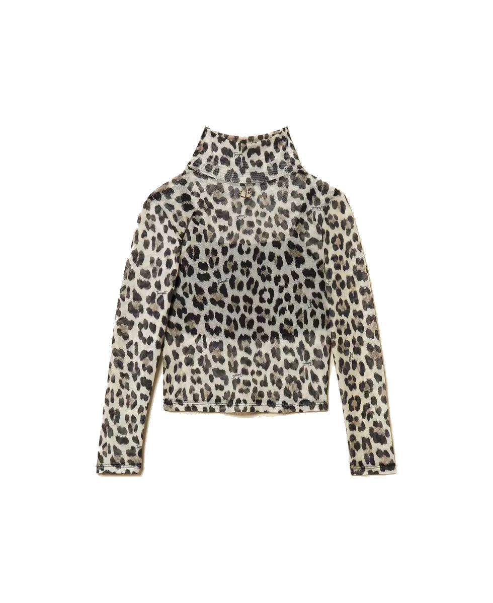 TWINSET Top in tulle animalier