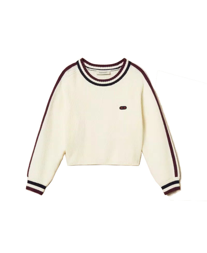TWINSET Maglia a costine con bande bicolor
