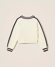Carica l&#39;immagine nel visualizzatore di Gallery, TWINSET Maglia a costine con bande bicolor