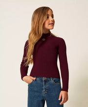 Carica l&#39;immagine nel visualizzatore di Gallery, TWINSET Maglia lupetto a costine con Oval T