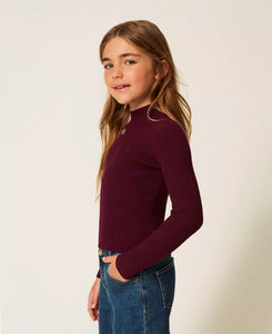 TWINSET Maglia lupetto a costine con Oval T