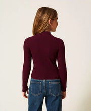 Carica l&#39;immagine nel visualizzatore di Gallery, TWINSET Maglia lupetto a costine con Oval T