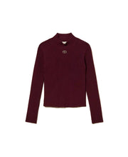 Carica l&#39;immagine nel visualizzatore di Gallery, TWINSET Maglia lupetto a costine con Oval T