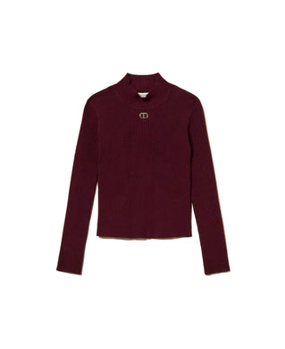 TWINSET Maglia lupetto a costine con Oval T