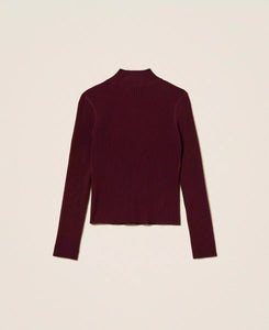 TWINSET Maglia lupetto a costine con Oval T