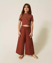 Load image into Gallery viewer, TWINSET Pantaloni cropped in popeline cacao - Junior &amp; Co.it