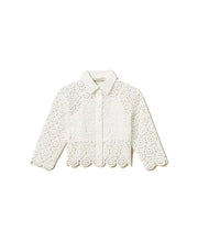 Carica l'immagine nel visualizzatore di Gallery, TWINSET Camicia bianca boxy in pizzo macramè