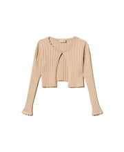 Carica l'immagine nel visualizzatore di Gallery, TWINSET Cardigan beige in maglia a costine - Junior &amp; Co.it