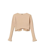 Carica l'immagine nel visualizzatore di Gallery, TWINSET Cardigan beige in maglia a costine - Junior &amp; Co.it