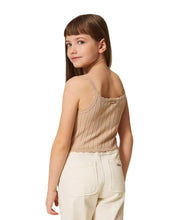 Carica l'immagine nel visualizzatore di Gallery, TWINSET Top beige cropped in maglia a costine - Junior &amp; Co.it
