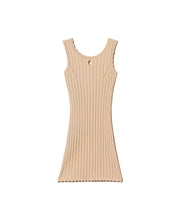 Load image into Gallery viewer, TWINSET Abito beige corto in maglia a costine