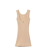 Load image into Gallery viewer, TWINSET Abito beige corto in maglia a costine