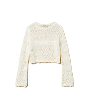 Carica l'immagine nel visualizzatore di Gallery, TWINSET Maglia bianca con motivo a rombi - Junior &amp; Co.it