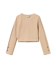 Carica l'immagine nel visualizzatore di Gallery, TWINSET Maglia traforata beige con bottoni - Junior &amp; Co.it