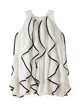 Load image into Gallery viewer, PATRIZIA PEPE Abito Bianco Svasato con Rouches Bordate a Contrasto Nero - Junior &amp; Co.it