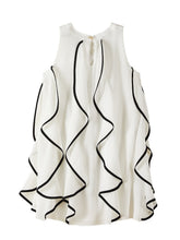 Load image into Gallery viewer, PATRIZIA PEPE Abito Bianco Svasato con Rouches Bordate a Contrasto Nero - Junior &amp; Co.it