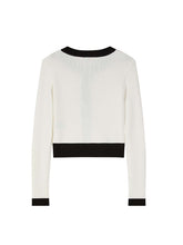 Load image into Gallery viewer, PATRIZIA PEPE Maglia Cardigan a Costine Bicolor Bianco con Bordi Neri taglia 10 - 12 -16 Anni Sconto 30% - Junior &amp; Co.it