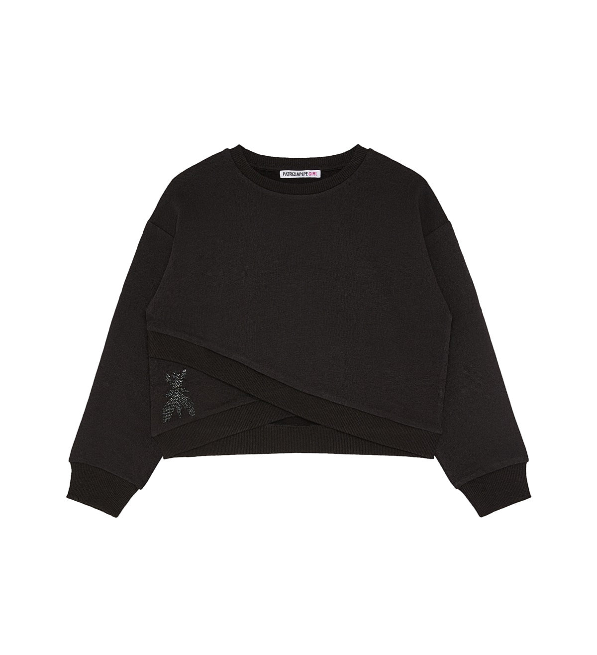 Patrizia Pepe Felpa nera con fly strass