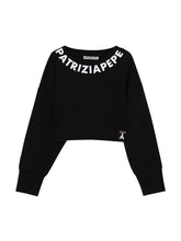 Carica l&#39;immagine nel visualizzatore di Gallery, PATRIZIA PEPE Felpa Nera Girocollo con Stampa Logo