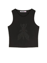 Load image into Gallery viewer, PATRIZIA PEPE Canotta Top Nero a Costine con Fly Strass - Junior &amp; Co.it