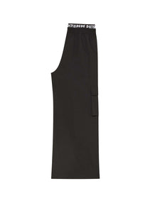 PATRIZIA PEPE Pantalone Cargo Nero con Logo su Elastico