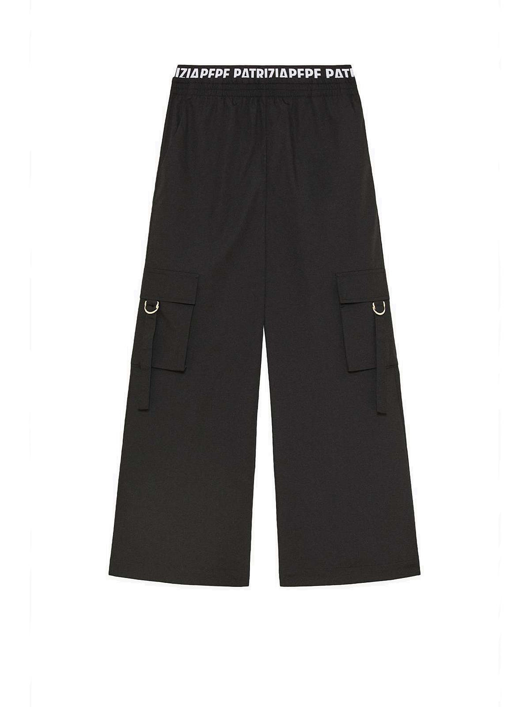 PATRIZIA PEPE Pantalone Cargo Nero con Logo su Elastico